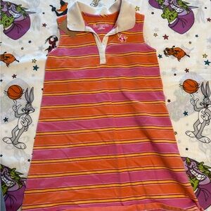 Orange and Pink Striped Kids Dress